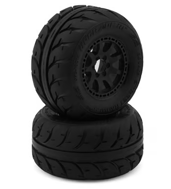 UpGrade RC Street Radials 2.2" Pre-Mounted On-Road Tires for Traxxas® Mini Maxx® & Mini XRT® (2) w/12mm Narrow, 12mm Wide, & 14mm Hexes UPG-10014