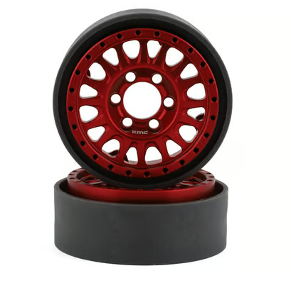 Vanquish Products KMC KM445 Impact 1.9" Beadlock Crawler Wheels (Red) (2)  VPS07804