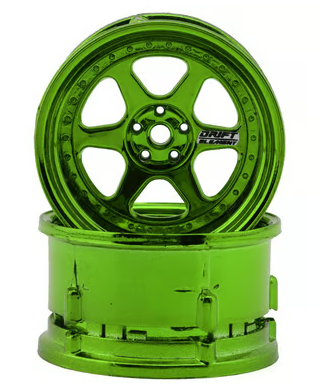 DS Racing Drift Element 6 Spoke Drift Wheels (Green Chrome) (2) (Adjustable Offset) w/12mm Hex DS-DE-232