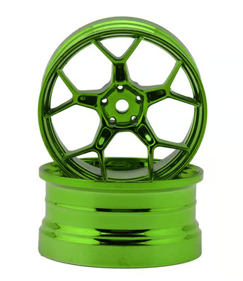 DS Racing Feathery Split Spoke Drift Wheels (Green Hi Gloss) (2) (6mm Offset) w/12mm Hex