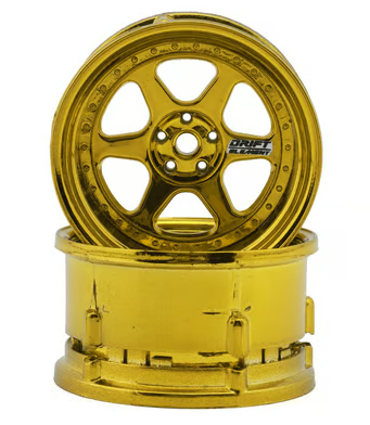 DS Racing Drift Element 6 Spoke Drift Wheels (Gold Chrome) (2) (Adjustable Offset) w/12mm Hex DS-DE-231