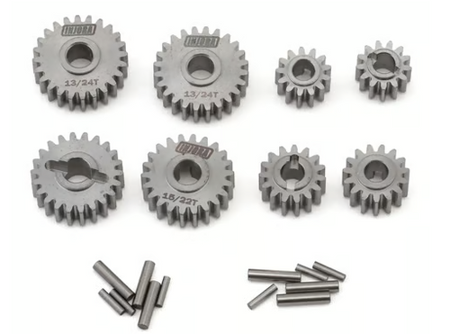 Injora Redcat Ascent-18 Stainless Steel Overdrive & Underdrive Portal Gears Set (15T/22T Overdrive 12%) (13T/24T Underdrive 11%) ASC18-22-24T