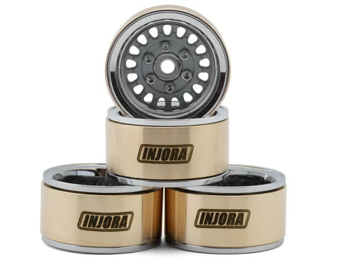 Injora 1.0" ModuWheel Brass & Aluminum Micro Crawler Beadlock Wheels (Grey) (4) (21g ea) (-4.4mm Offset) YQW-MW1016GL