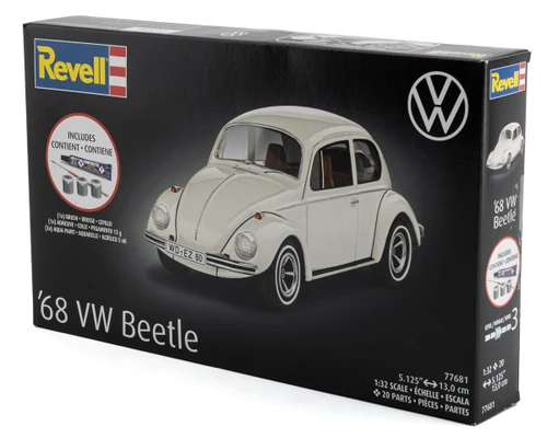 Revell 1/32 1968 Volkswagen Beetle Plastic Model Kit w/Paint, Brush & Cement RMX77681