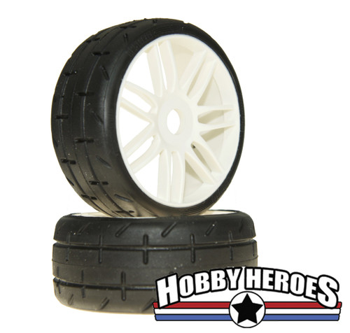 GRP Tyres 1:8 GT Tread S1 XXSoft White Spoked On-Road Rubber Tires - HARD RIM GRPGTJ01-S1