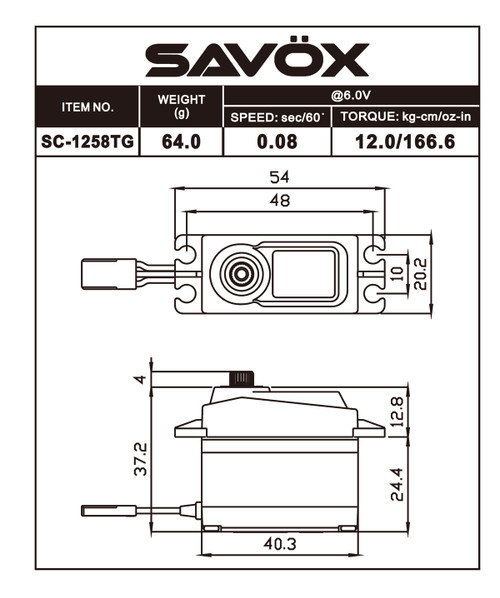 SAVSC1258TG-BE  Black Edition Standard Size Coreless Digital Servo 0.08sec / 166oz @ 6V