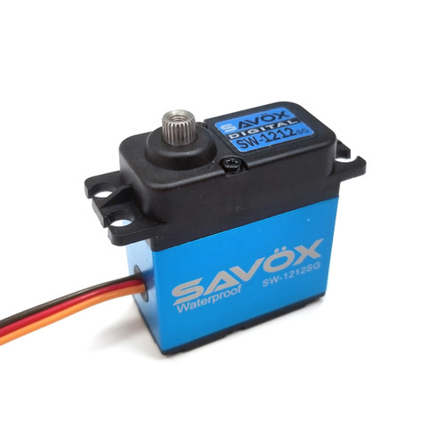 SAVSW1212SG 	Waterproof, High Torque, High Voltage Coreless Digital Servo, 0.14 sec / 638oz @ 7.4V