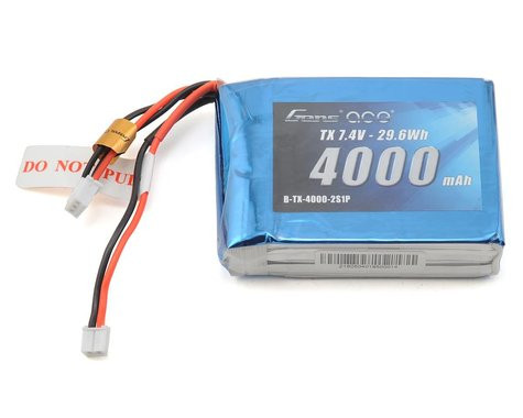 Gens ace 4000mAh 7.4V 2S1P TX Lipo Battery Pack with JST-EHR plug gea40002stxj