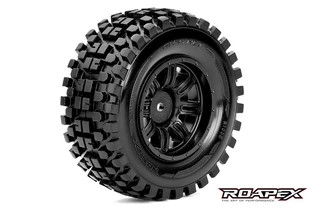 Roapex R/C - Rhythm 1/10 Short Course Tires, Mounted on Black Wheels, 12mm Hex (1 pair)