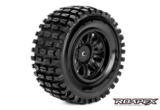 Roapex R/C - Tracker 1/10 Short Course Tires, Mounted on Black Wheels, 12mm Hex (1 pair)