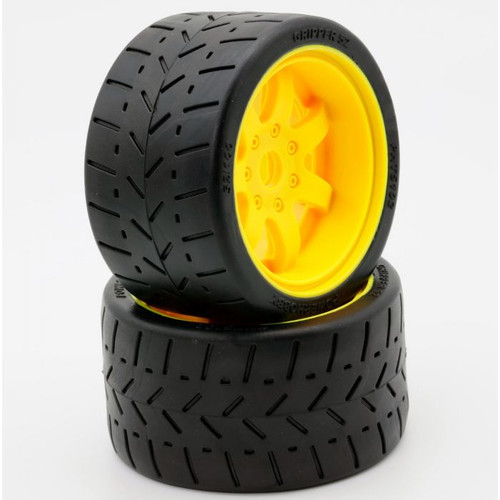 Powerhobby 1/8 Gripper 54/100 Belted Mounted Tires 17mm Yellow Wheels   PHT5102-Yellow