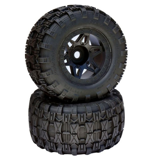 Powerhobby 1/8 Raptor 3.8” Belted All Terrain Tires 17MM Mounted Black PHT2372-B 
