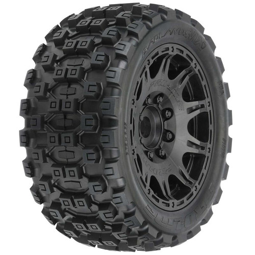 1/6 Badlands MX57 Front/Rear 5.7" Tires Mounted 24mm Black Raid (2)  PRO1019810 