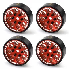 Treal 1.0 Beadlock Wheels(4P-Set) for Axial SCX24 1/24 Crawler Brass Ring Weighted 22g RED