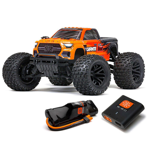 ARA4102SV4T1 1/10 GRANITE 4X2 BOOST MEGA 550 Brushed Monster Truck RTR with Battery & Charger, Orange