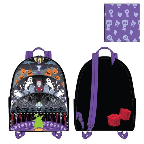 Loungefly Disney Nightmare Before Christmas Triple Pocket Lock Shock Barrel Oogie Boogie Mini Backpack 