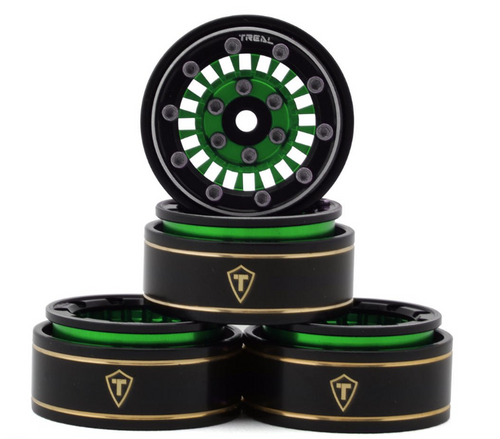 Treal 1.0 Beadlock Wheels(4P-Set) for Axial SCX24 1/24 Crawler Aluminum CNC Machined 11.2g X002SJDOGR GREEN