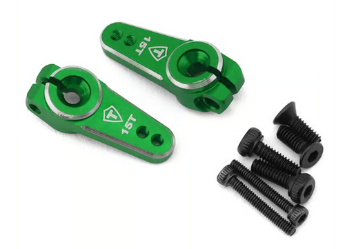 TREAL SCX24 Servo Horn 15T, Aluminum 7075 Servo Arm (2P) Compatible with EMAX Servo for Axial 1/24 SCX24 X003EAO42T GREEN