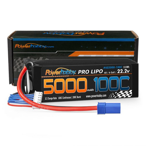 Powerhobby 6s 22.2v 5000mah 100c Lipo Battery w EC5 Plug Soft Case 6-Cell