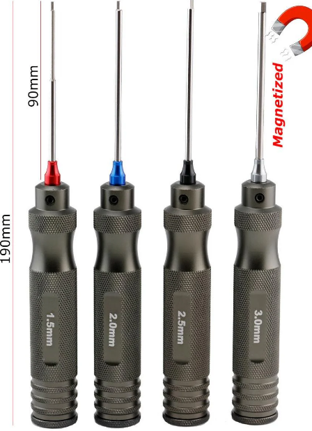 Powerhobby Pro Series Magnetized Hex Tool Set Metric 1.5, 2.0, 2.5, 3.0mm  PHT008