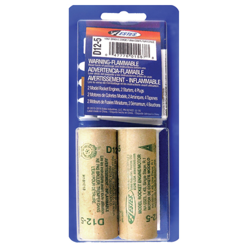 Estes 1567 D12-5 Engines - 2 Pack