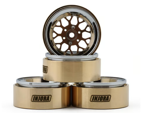 Injora 1.3" ModuWheel Brass & Aluminum Micro Rock Crawler Beadlock Wheels (43g ea) (Bronze/Chrome) (4) YQW-MW1307SR