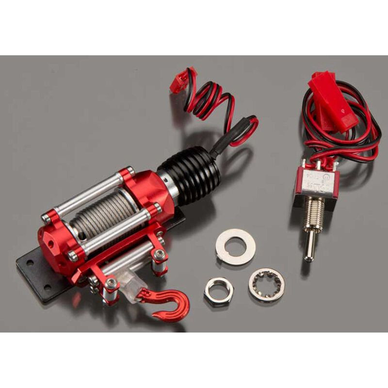 INTC24659RED Realistic Power Winch, Red: 1/10 Rock Crawler