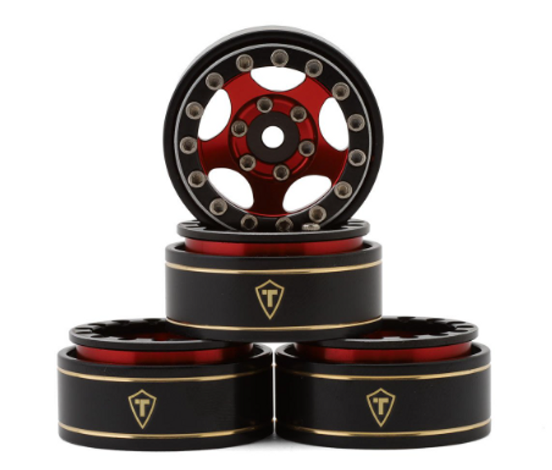 Treal 1.0 Beadlock Wheels(4P-Set) for Axial SCX24 Aluminum CNC Machined 11.6g-B Type X002R9POPJ RED/BLACK