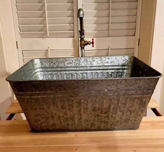 Galvanized Laundry Sink with Single Tap Faucet