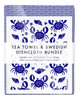 Kitchen Set — Leaves & Crabs Blue | 1 Tea Towel + 2 Dishcloths