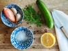 Small handmade Turkish tin bowl with Meryem pattern for serving snacks or jewelry