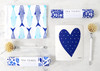 Blue fish patterned Swedish kitchen towel made from natural linen and cotton by Jangneus