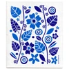 Blue garden patterned reusable Swedish dishcloth made from cellulose and cotton by Jangneus