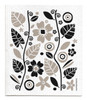 Swedish dishcloth 100% biodegradable 7 by 8 inches, Garden Black design by Jangneus.