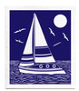 Swedish Dishcloth - Sailing Boat - Blue