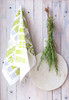 Herbs Green patterned Swedish tea towel with two matching reusable Swedish dishcloths by Jangneus