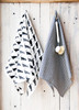 Black dogs patterned Scandinavian linen cotton kitchen towel by Jangneus