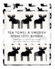 Kitchen Set — Moose Black | 1 Tea Towel + 2 Dishcloths