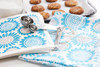Turquoise sunflower tea towel with two matching reusable Swedish dishcloths by Jangneus