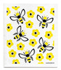 Yellow bees patterned reusable Swedish dishcloth made from cellulose and cotton by Jangneus