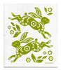 Hare Green patterned reusable Swedish dishcloth made from cellulose and cotton by Jangneus