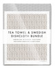 Kitchen Set — Leaves Grey | 1 Tea Towel + 2 Dishcloths