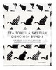 Kitchen Set — Cats Black | 1 Tea Towel + 2 Dishcloths