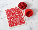 Jangneus Swedish dishcloth, Scandi Bloom Red, 100% biodegradable. The Sustainable Alternative to Paper Towels reusable for months, highly Absorbent.