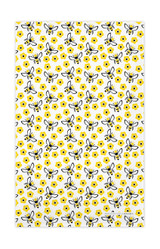 Bees Yellow patterned Scandinavian linen cotton kitchen towel by Jangneus