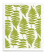 Green fern patterned reusable Swedish dishcloth made from cellulose and cotton by Jangneus