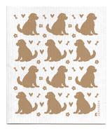 Sand doodle dog patterned reusable Swedish dishcloth made from cellulose and cotton by Jangneus