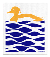 Ochre duck patterned reusable Swedish dishcloth made from cellulose and cotton by Jangneus