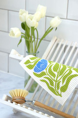 Swedish Dishcloth — Flower Green Blue