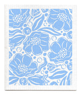 Blue Flora patterned reusable Swedish dishcloth made from cellulose and cotton by Jangneus
